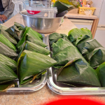 The Nigerian delicious bean pudding called Moimoi prepared in leaves