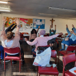 Older people exercising with the students.  This picture and the one below are to replace old ones on the gallery.